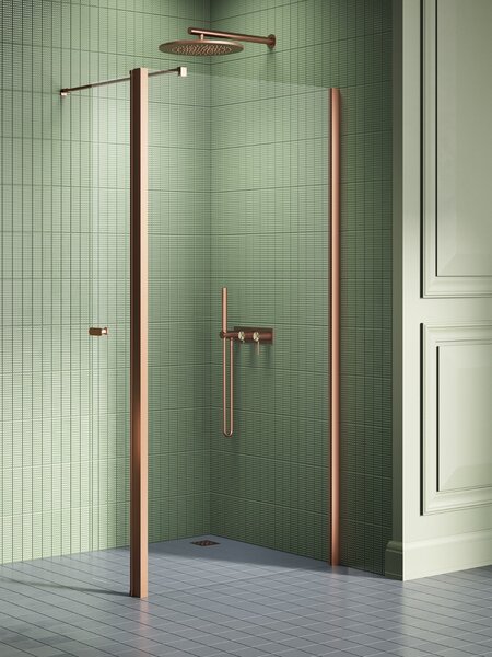 New Trendy New Soleo Copper Brushed perete cabină de duș walk-in 100 cm cupru periat/sticla transparentă K-2120