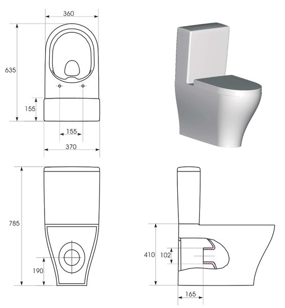 Cersanit Zen wc compact cu capac soft-close alb K100-395