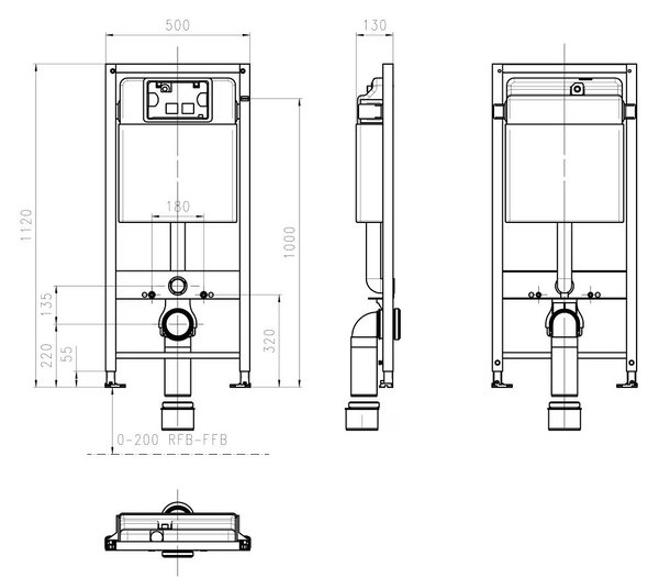Kronenbach Plantec 2.0 cadru încastrat pentru vas wc suspendat KB1120001904