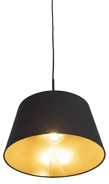 Lampă suspendată cu abajur din bumbac negru și auriu 32 cm - Combi