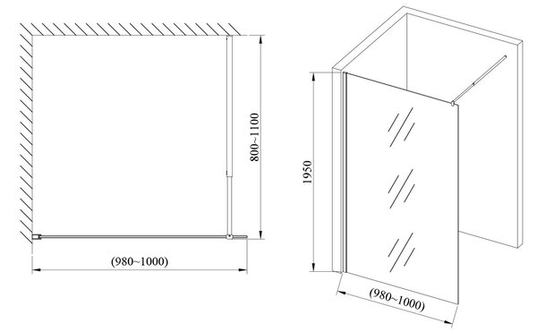 Hagser Bertina perete cabină de duș walk-in 100 cm crom luciu/sticla transparentă HGR16000022