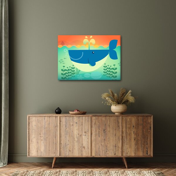 Tablou - Balenă veselă în mare (70x50 cm)