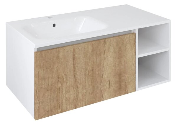 Sapho Sapho, Dulap LOREA 100x46x51.5cm (70+30Buccm), stânga, stejar Alabama/alb mat, LE070-2231-L-12