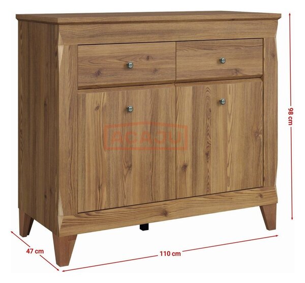 Comoda BERGEN KOM2D2S, stejar auriu, PAL, 110x47x98 cm