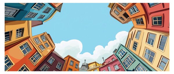 Tablou - Între case (120x50 cm)
