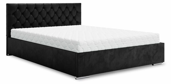 Pat matrimonial 140 cm Danita (Negru) (cu somieră și sp. depozitare). 1046841