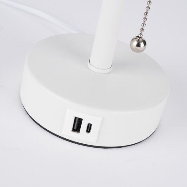 Brilagi - Lampă de masă TABLON cu port USB, 1xE27/25W/230V, alb/crem