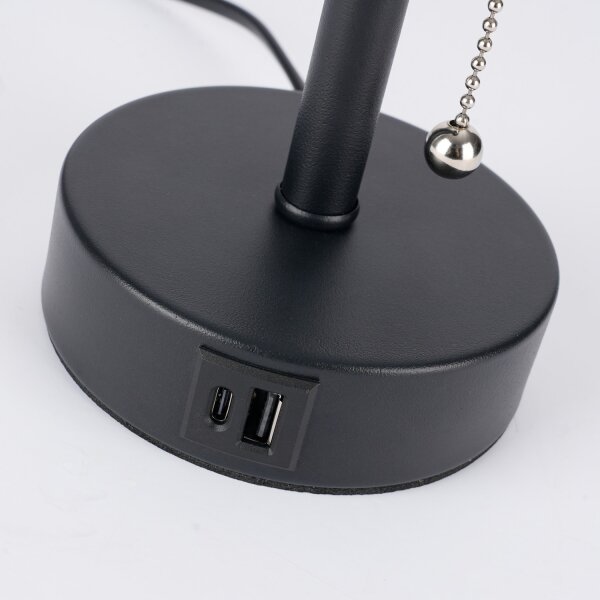Brilagi - Lampă de masă TABLON cu port USB 1xE27/25W/230V negru/crem