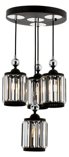 Lustră suspendată pe cablu CRYSTALLINE, 4xE27/40W/230V, negru