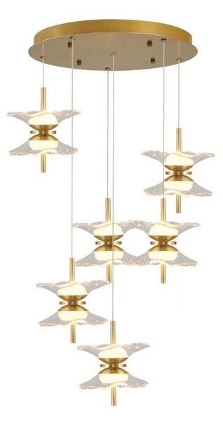 Candelabru LED pe cablu BUTTERFLY 12xLED/5W/230V 3000K auriu