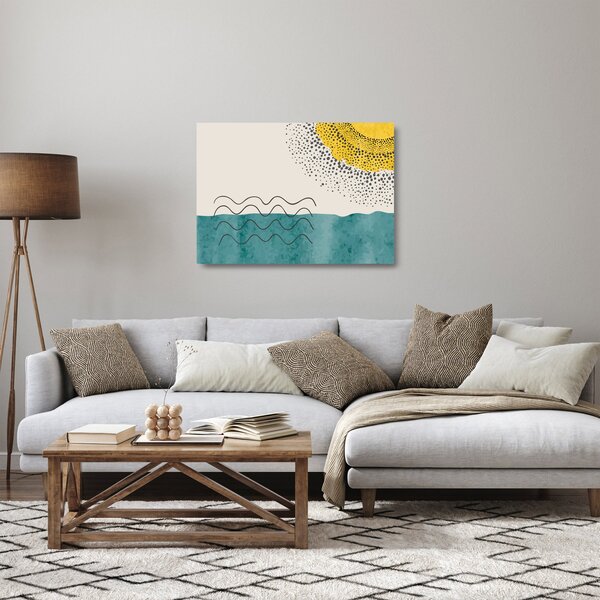 Tablou pe sticlă - pictură abstractă de plajă N⁰1 (70x50 cm)