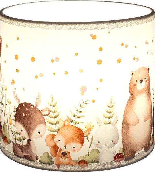 Brilagi - Abajur universal BOBO E27, diam. 15 cm, alb cu animale