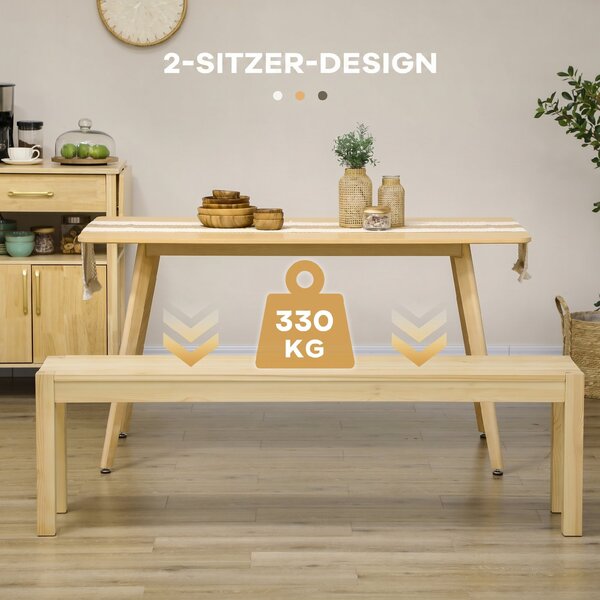 HOMCOM Bancă de Sufragerie din Lemn 150 cm, pentru 3 Persoane, Ideală pentru Bucătărie sau Intrare, Finisaj Natural | Aosom Romania
