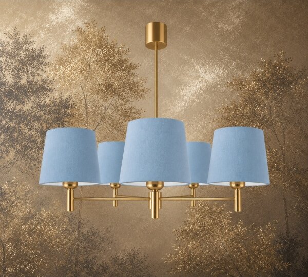 Brilagi - Candelabru pe tijă MONTE, 5 x E27, 15 W, 230 V, albastru/auriu