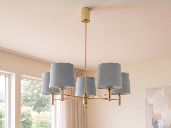 Brilagi - Candelabru pe tijă MONTE, 5 x E27, 15 W, 230 V, albastru/auriu