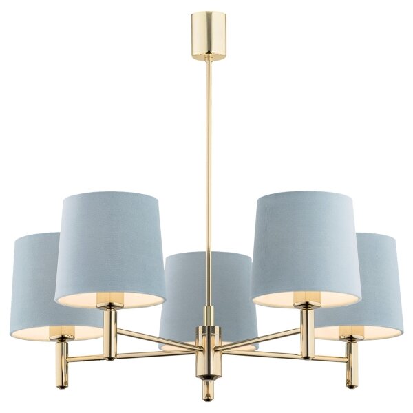 Brilagi - Candelabru pe tijă MONTE, 5 x E27, 15 W, 230 V, albastru/auriu