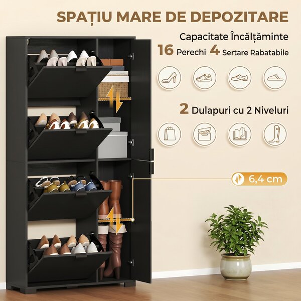 HOMCOM dulap pantofi înalt | Aosom Romania