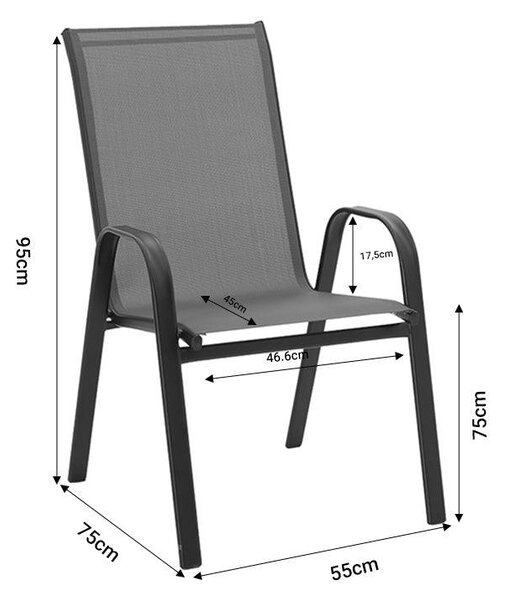 Scaun de gradina Calan, textilena si metal, 54x74x91 cm