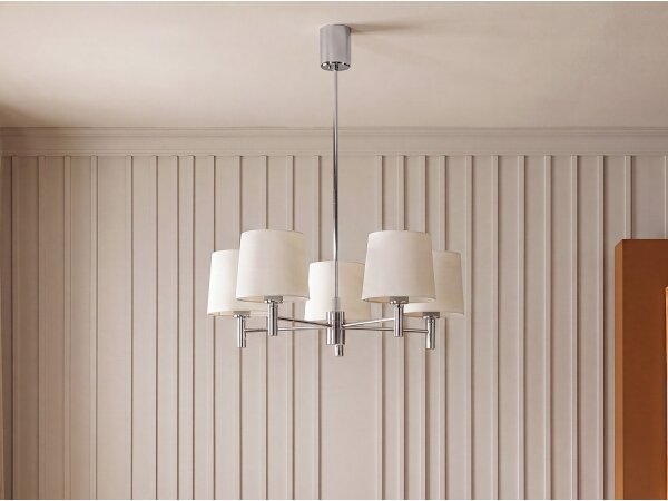 Brilagi - Lustru pe tijă MONTE 5xE27/60W/230V crem/crom lucios