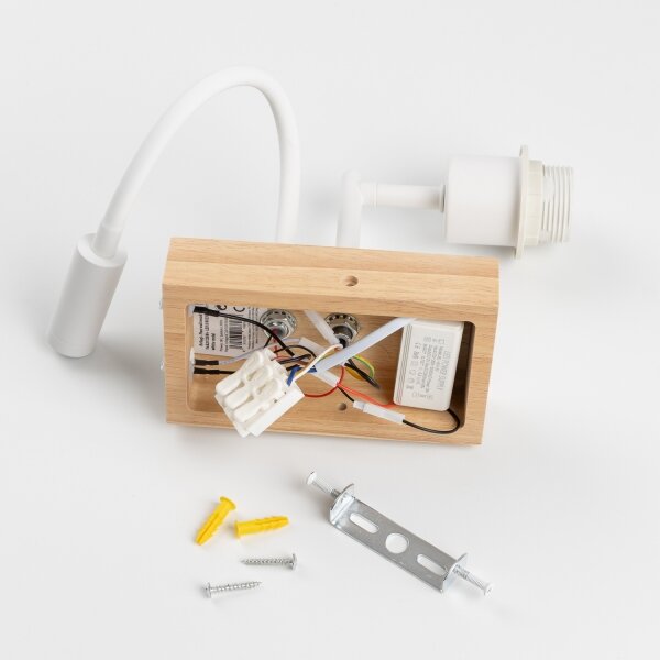 BRILAGI - Lampă LED flexibilă BOBO WOOD 1xE27/25W/230V + LED/3W stejar/alb/ursuleți