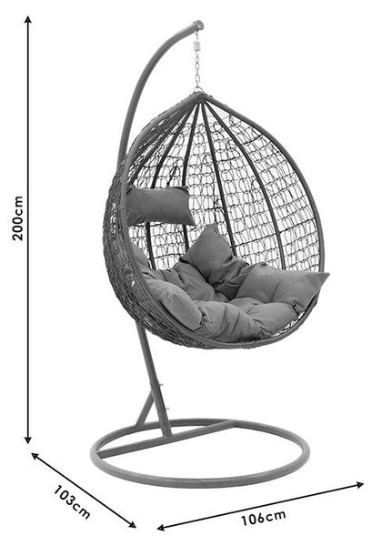 Balansoar Zafer, Gri - Maro, 106x103x200 cm