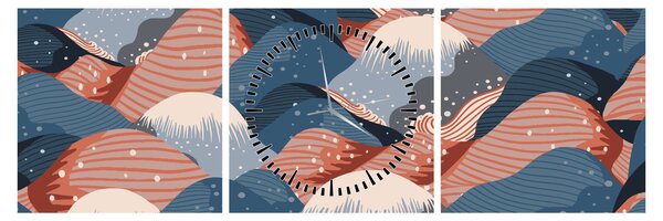 Tablou - Valuri japoneze (cu ceas) (90x30 cm)