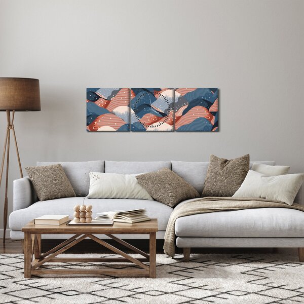 Tablou - Valuri japoneze (cu ceas) (90x30 cm)