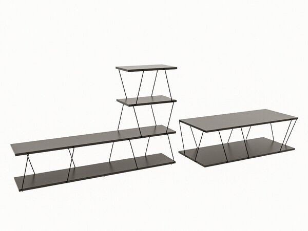 Set Mobila Sufragerie Basak, Alb - Stejar - Gri, 150x93x30 cm, 120x30x50 cm