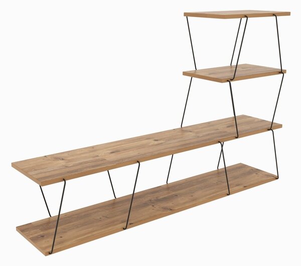 Set Mobila Sufragerie Basak, Alb - Stejar - Gri, 150x93x30 cm, 120x30x50 cm