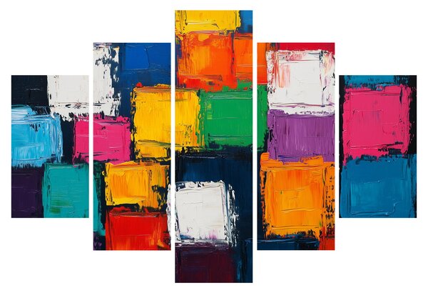 Tablou - Pictură cu pătrate colorate (150x105 cm)