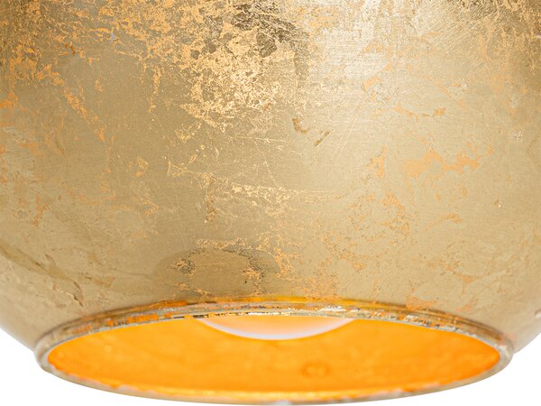 Lampa de masa de design neagra cu sticla aurie - Bert