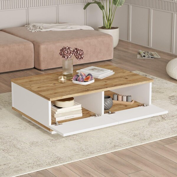 Set Mobila Sufragerie Songul, Stejar, 2 piese, Comoda Tv - Masuta de Cafea, 180x45x45 cm