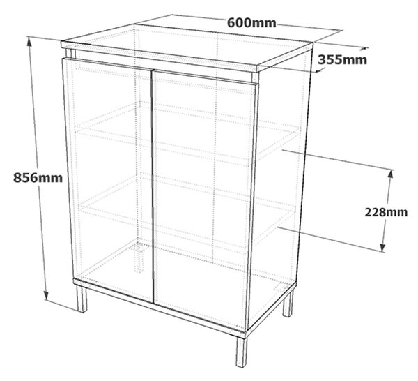 Pantofar Hol cu 2 usi si 3 Rafturi , Maro, 60 x 86 x 36 cm