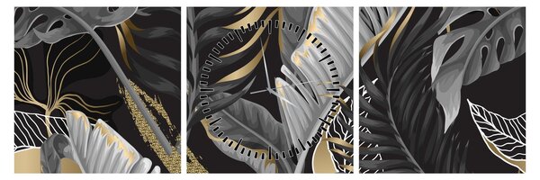 Tablou - Jungla de aur (cu ceas) (90x30 cm)