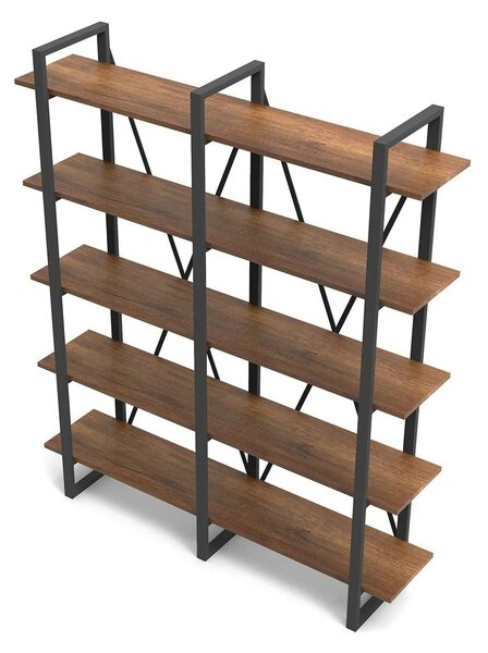 Etajera MN05-BA, nuc/negru, PAL melaminat, 154x34x180 cm