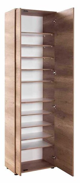 Pantofar Adore Porto XL, 2 usi reversibile cu oglinda, 11 rafturi, capacitate 30-34 perechi, Natur, 60 x 212 x 35 cm