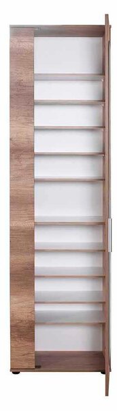 Pantofar Adore Porto XL, 2 usi reversibile cu oglinda, 11 rafturi, capacitate 30-34 perechi, Natur, 60 x 212 x 35 cm