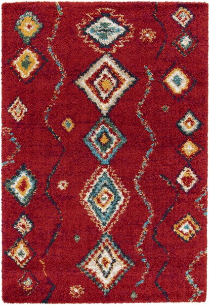 Covor Pufos Living Dormitor, Model 52641 010, Rosu 80 x 150
