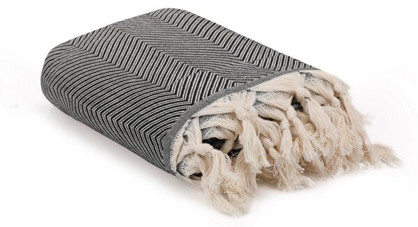 Patura Chenille, Alb Negru, 170x230 cm