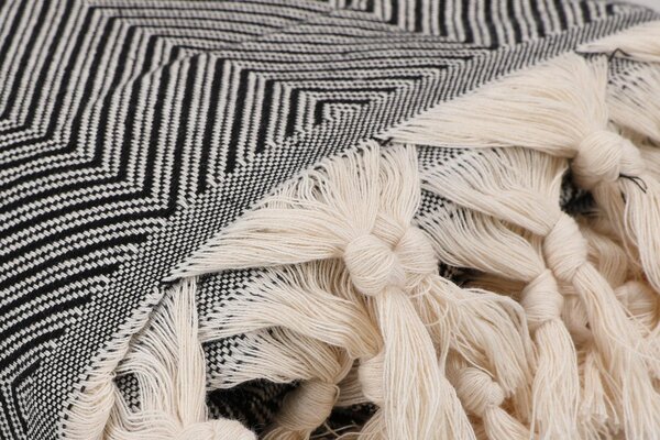 Patura Chenille, Alb Negru, 170x230 cm