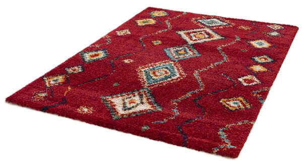 Covor Pufos Living Dormitor, Model 52641 010, Rosu 80 x 150