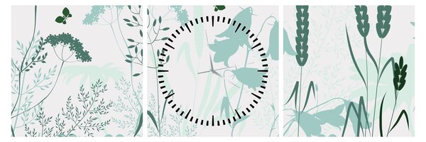 Tablou - Vector pajiște (cu ceas) (90x30 cm)