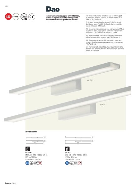 Redo 01-1527 - Lumină LED pentru oglindă de baie DAO LED/36W/230V IP44