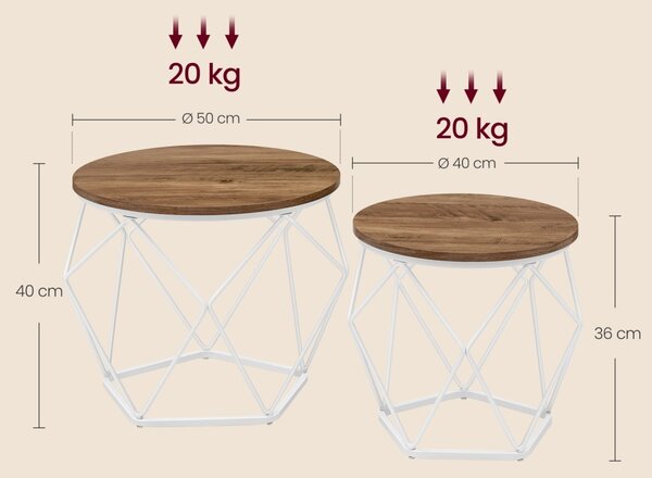 Masuta de cafea Vasagle Alb 48.2x48.2x39.2 cm