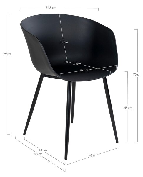 Scaune Roma, Negru, 55x79x53 cm