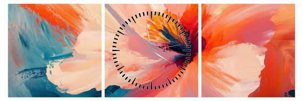 Tablou - Floare pictată (cu ceas) (90x30 cm)