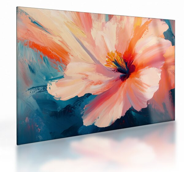 Tablou pe sticlă - Floare pictată (70x50 cm)