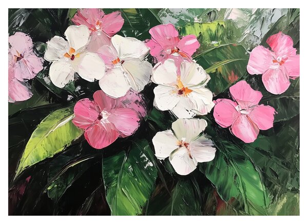 Tablou - Flori roz și albe (70x50 cm)