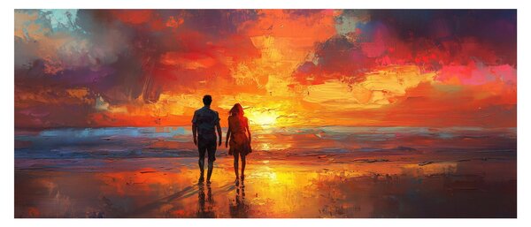 Tablou - Plimbare pe plajă (120x50 cm)