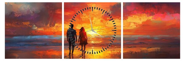 Tablou - Plimbare pe plajă (cu ceas) (90x30 cm)